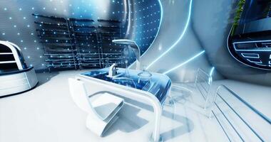 CGI Futuristic workspace featuring advanced technology in a modern environment video