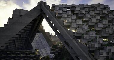 CGI Urban architectural design showcases modern structures against the skyline video