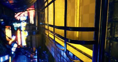 CGI Vibrant alleyway at night showcasing colorful neon lights and reflections video