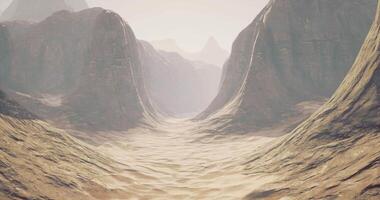 CGI Mysterious valley illuminated by soft light in an arid landscape during the day video