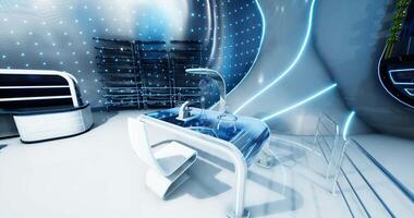 CGI Modern futuristic laboratory interior with sleek design and advanced technology video