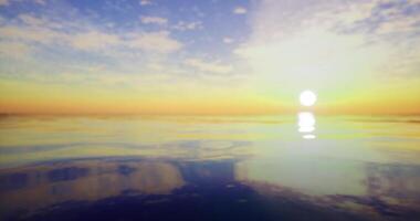 CGI Sunset over calm ocean waters with vibrant sky reflections during twilight video