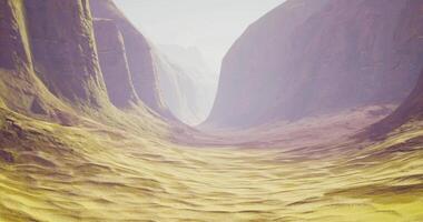 CGI Vast desert canyon with gentle slopes and soft light at midday video