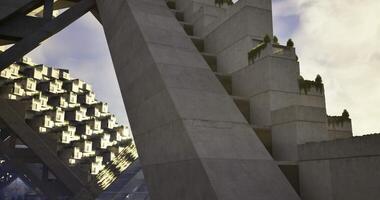 CGI Modern architecture showcasing geometric design in urban setting during daytime video