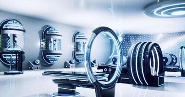 CGI Futuristic laboratory design with advanced technology and sleek features video