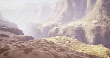 CGI Exploring vast desert canyons with unique rock formations and serene landscapes video