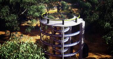 CGI Modern eco friendly structure in a forested area showcasing sustainable design video