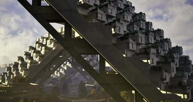 CGI Modern architectural design showcases innovative housing structures in a city video