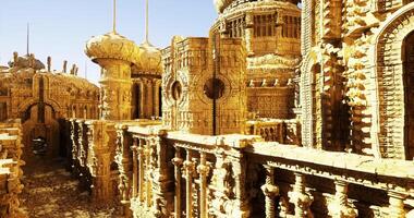 CGI Intricate architectural structures in a golden fantasy landscape video
