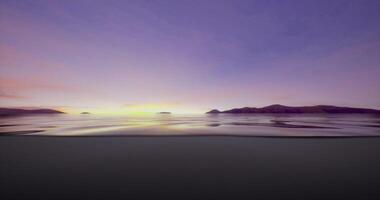 CGI Serenity at dusk along a tranquil coastline with gentle waves video
