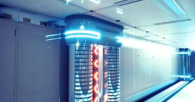 CGI Modern data center showcasing futuristic technology and glowing design elements video