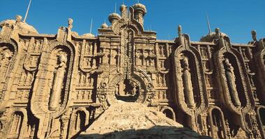 CGI Intricate sand structure showcasing craftsmanship at a beach location video