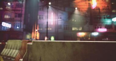 CGI Vivid night in an urban alley with neon lights and reflective surfaces video