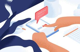 User considering deleting an account vector