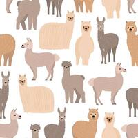 Pattern of cute llamas and alpacas vector