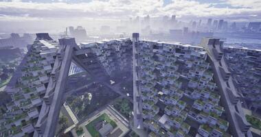CGI Innovative urban architecture design showcases green living spaces in cityscape video