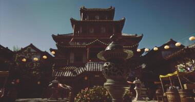 CGI Traditional architecture under a clear sky in an old town square video