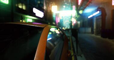 CGI Vibrant city alley illuminated by neon lights at night video
