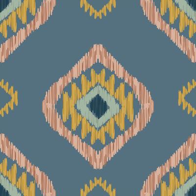 Boho-style ikat damask pattern perfect for chic clothing and interiors