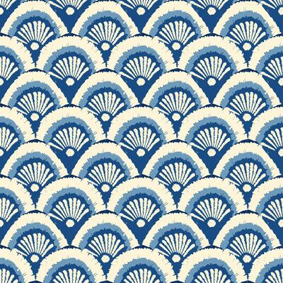 Refined ikat with decorative damask composition.