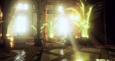 CGI Mysterious indoor space with light filtering through plants in a unique setting video