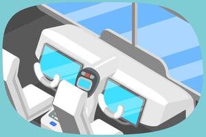 Interior view of a bus cockpit vector