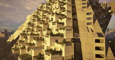 CGI Modern architecture blends unique design with nature in urban spaces video