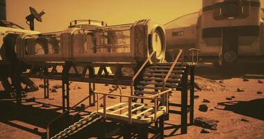 CGI Futuristic habitat on a distant planet with advanced technology and equipment video