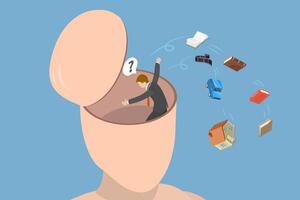 Illustration of knowledge in human brain vector