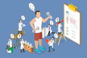3D Isometric Flat Conceptual Illustration of Doping, Muscle Growth Supplement vector