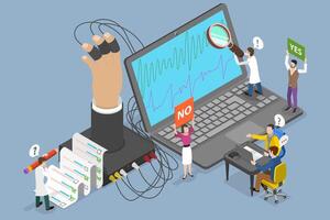 3D Isometric Flat Conceptual Illustration of Lie Detector, Polygraph Device vector