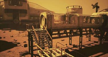 cgi Marte habitat con trasparente moduli e atterraggio strutture durante giorno video