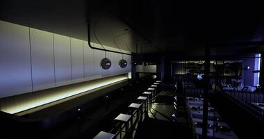 CGI Elegant interior design of modern dining space with unique lighting features video