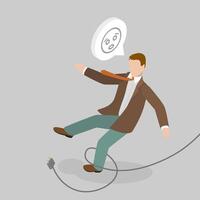 3D Isometric Flat Conceptual Illustration of Stumbling With Power Cable , Workplace Safety Rules vector