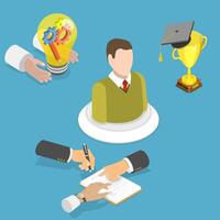 3D Isometric Flat Conceptual Illustration of Kinaesthetic Learner, Education andd Studying Strategies vector