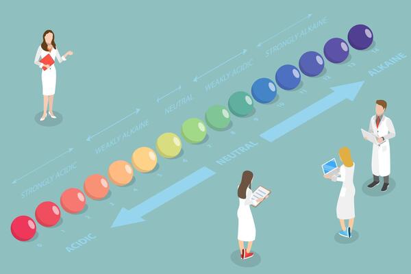 3D Isometric Flat Conceptual Illustration of PH Scale, Acid-base Balance