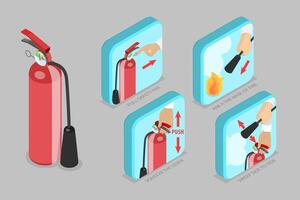 Fire extinguisher usage instructions diagram vector
