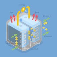 3D Isometric Flat Conceptual Illustration of Hydrogen Fuel Cells, Electricity From H2 Source vector