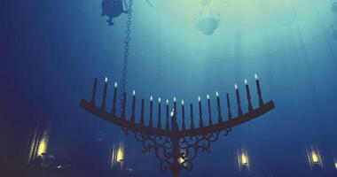 CGI Chandelier Illuminated by Soft Light in Mystical Underwater Setting video