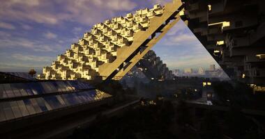 CGI Innovative architecture showcases geometric design in urban landscape video