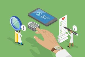3D Isometric Flat Conceptual Illustration of Pulse Oximetr, Digital Device to Measure Oxygen saturation vector