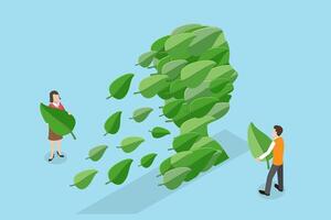 3D Isometric Flat Conceptual Illustration of Environment Friendly Approach, Protection of Nature vector