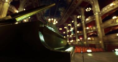CGI Elegant grand piano on stage in a historic theater before a performance video