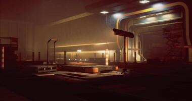 cgi utforska en hög tech labb med Avancerad redskap och dämpa belysning video