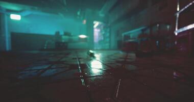 CGI Shadows and reflections in an abandoned urban space during nighttime video
