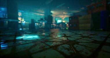 CGI Mysterious industrial space with ambient lighting and waterlogged floor video