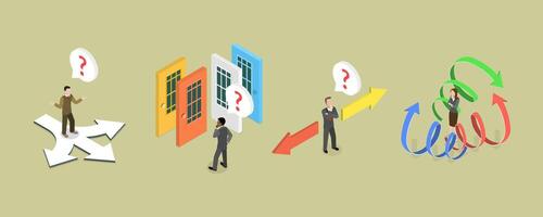 3D Isometric Flat Conceptual Illustration of Choosing From Multiple Directions, Different Options or Opportunities vector