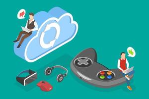 3D Isometric Flat Conceptual Illustration of Cloud Gaming, Online Platform, AI Solution vector