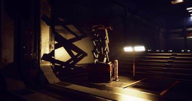CGI Mysterious interior of a futuristic corridor with dramatic lighting effects video