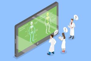 3D Isometric Flat Conceptual Illustration of Divisions Of Skeletal System, Anatomy Guide vector